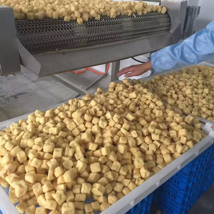 勁創全自動油炸機在江蘇口水娃公司產生效益